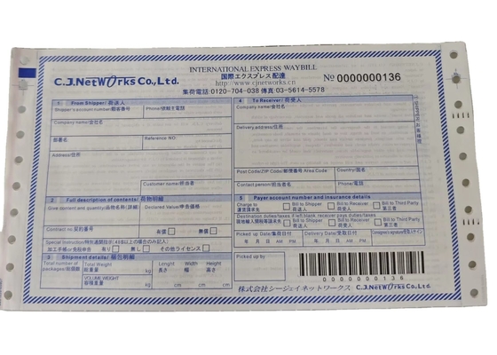Custom Printing International Courier Air Waybill For Ups Ems Dhl Barcode