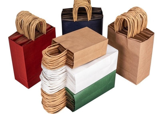 Recyclable Kraft Paper Bag Customized Twisted Handle Paper Bags Durable