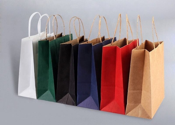 Recyclable Kraft Paper Bag Customized Twisted Handle Paper Bags Durable