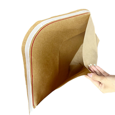 Durable Kraft Compostable Bags Recyclable Bottom Gusseted Bags Disposable With Adhesive Seal