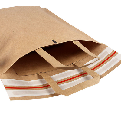 Customized Eco Friendly Paper Bags Durable Kraft Paper Tote Bag Recyclable With Self Sealing Strip