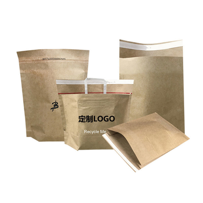 Customized Eco Friendly Paper Bags Durable Kraft Paper Tote Bag Recyclable With Self Sealing Strip