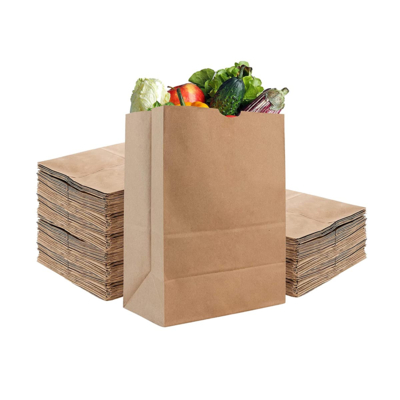 100% Recyclable Kraft Paper Bag 8LB 10LB Square Bottom Paper Bags