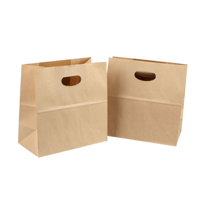 Recycled Kraft Paper Bag Eco Friendly Kraft Bags Brown With Die Cut Handle