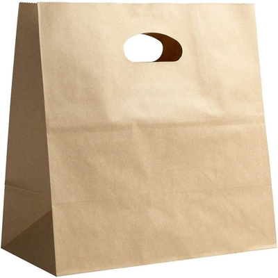 Recycled Kraft Paper Bag Eco Friendly Kraft Bags Brown With Die Cut Handle