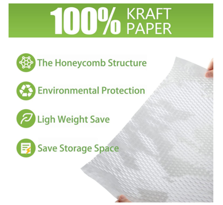 Custom Size Honeycomb Wrapping Paper Pure Wood Wrapping Paper Rolls White