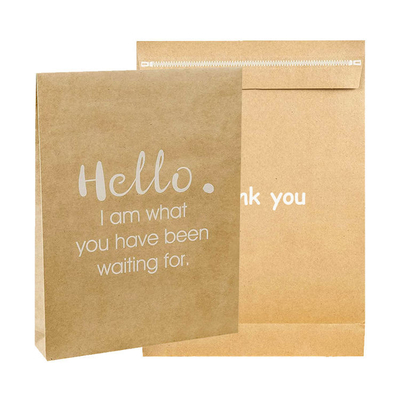 Lightweight Flat Bottom Paper Bags Biodegradable Brown Paper Bags With Side Gussets And Tear Strip