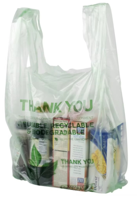 Vest Tshirt Bag Plastic Carry PLA+PBAT Compostable Shopping Carry Bags