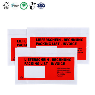 Tear Resistant Packing List Envelope Red Packing Slip Pouches Biodegradable