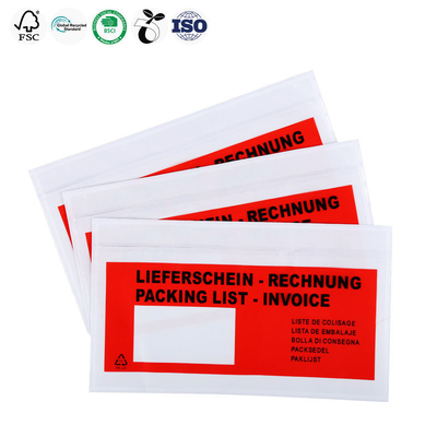 Tear Resistant Packing List Envelope Red Packing Slip Pouches Biodegradable