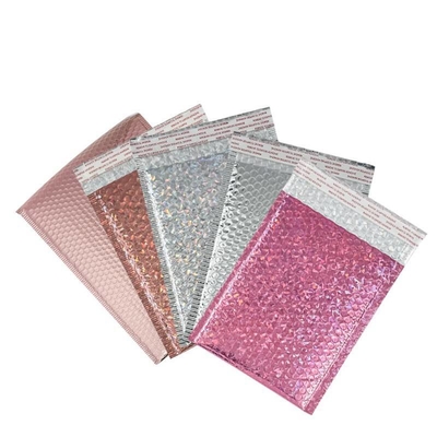Custom Logo Holographic Bubble Bags Rose Red Gold Bubble Courier Bag