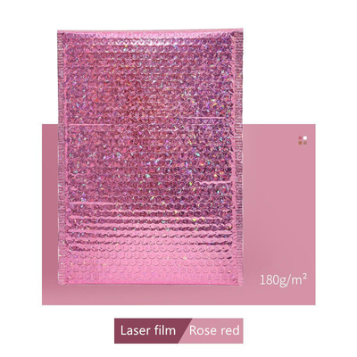 Custom Logo Holographic Bubble Bags Rose Red Gold Bubble Courier Bag