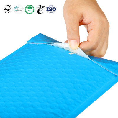 Eco Friendly Custom Printed Bubble Bags Light Blue Poly Bubble Bags Waterproof