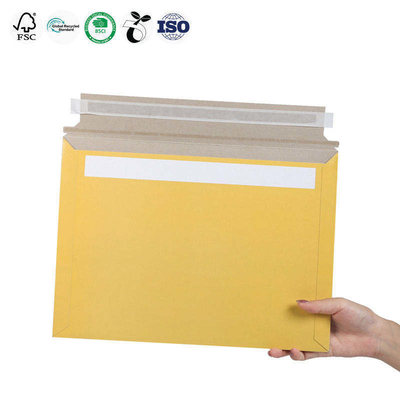 Yellow Rigid Cardboard Envelopes Customized Document Mailing Envelope Lightweight For Express Delivery