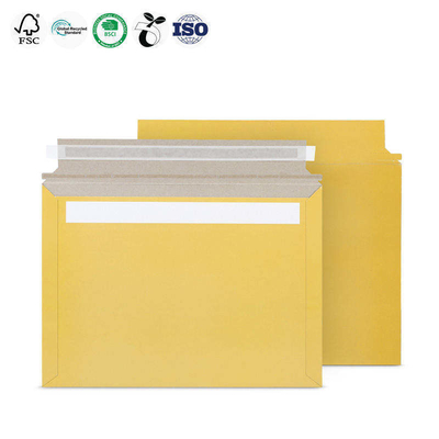 Yellow Rigid Cardboard Envelopes Customized Document Mailing Envelope Lightweight For Express Delivery