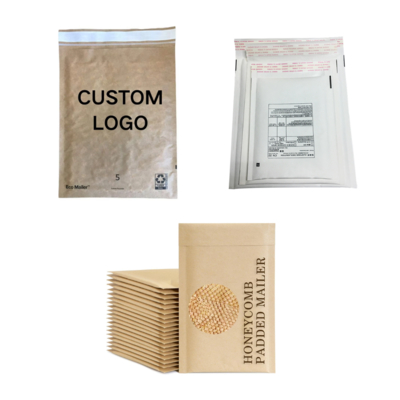 Custom Logo Printed Padded Mailer Envelopes Compostable Padded Kraft Mailer Eco Friendly