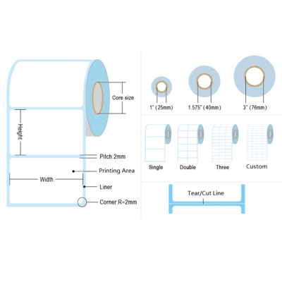 White Adhesive Label Rolls Oil Resistant Scratch Resistant Direct Thermal Labels For Fresh Food