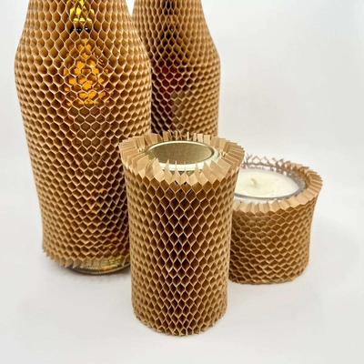 Customizable Bottle Sleeve Packaging Biodegradable Honeycomb Kraft Wrapping Paper Eco Friendly