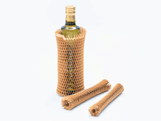 Customizable Bottle Sleeve Packaging Biodegradable Honeycomb Kraft Wrapping Paper Eco Friendly
