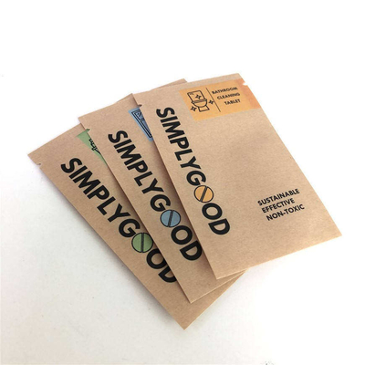 Three Side Sealed Kraft Paper Bag Customized Small Brown Paper Bags Biodegradable For Cleaning Tablet