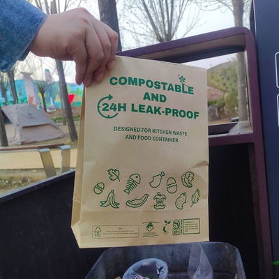 Biodegradable Disposable Brown Paper Bags Custom Printed Compostable Brown Paper Bags Waterproof