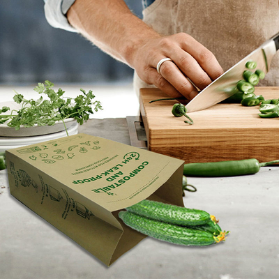 Biodegradable Disposable Brown Paper Bags Custom Printed Compostable Brown Paper Bags Waterproof