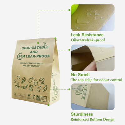 Biodegradable Disposable Brown Paper Bags Custom Printed Compostable Brown Paper Bags Waterproof