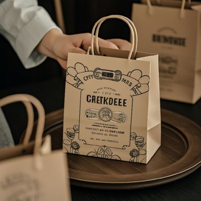 Oem Service Can Design As Client's Requirement Brown Paper Grocery Bag No Waterproof