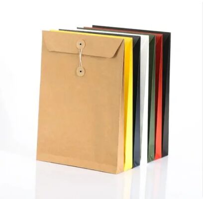 Multi Color Twine Tie Kraft Paper Envelope Button Closure Durable Eco Friendly Recyclable For Documents Letters Home Office