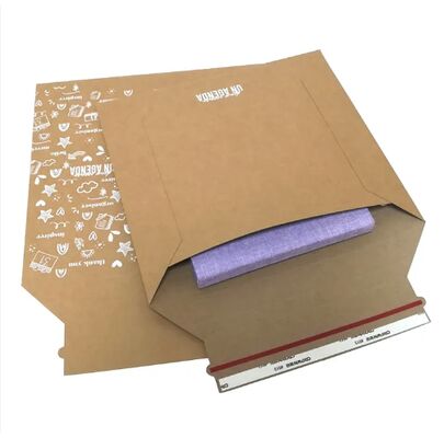 Custom Eco Friendly Stay Flat Brown Rigid Cardboard Envelope Mailer Kraft Paper Envelope Packaging