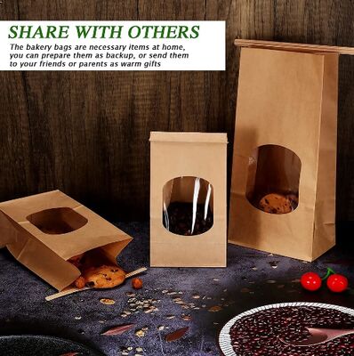 Biodegradable Kraft Paper Snack Bags with Clear Window Design for Bakery Catering Food Storage and Takeaway