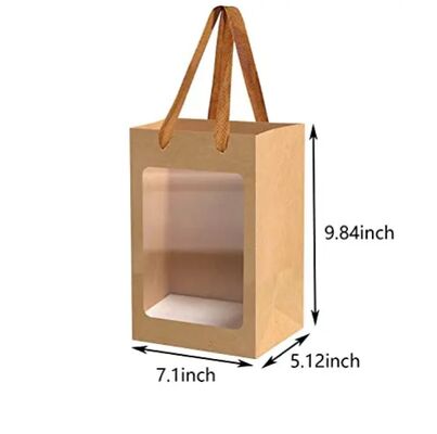 Επαναχρησιμοποιήσιμες σακούλες χαρτιού Kraft με παράθυρα καφέ/λευκό/μαύρο με λαβίδες για δώρα