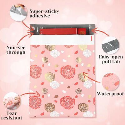 Custom Valentine Floral Poly Mailers Shipping Bags Waterproof Mailing Bag for Packaging