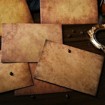 Antique Style Kraft Paper Envelopes Set With Rope And Metal Pendants For Retro Letter Gift Card Packaging