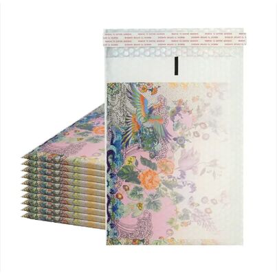 Decorative Floral Bird Pattern Waterproof Self-Sealing Bubble Mailing Bag For Packaging