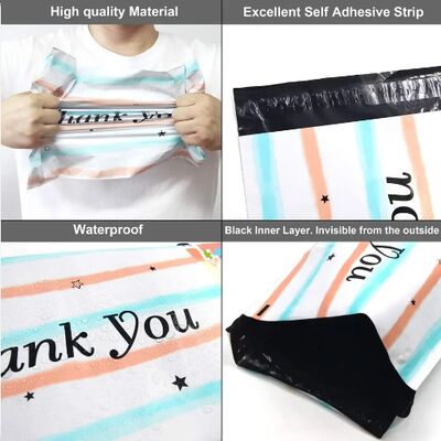 持続可能 防水 コンポスタブル 郵便袋 色のストライプとありがとう 印刷 包装