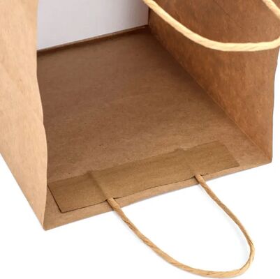 Recyclable Brown Kraft Paper Tote Bag With Paper Handles Lightweight Disposable Bag For Packaging