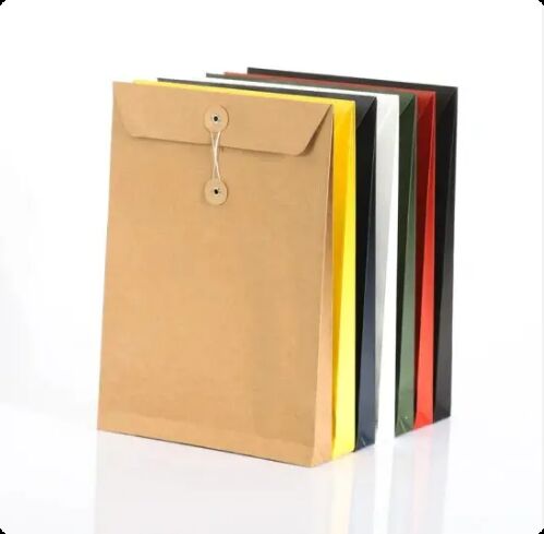 Multi Color Twine Tie Kraft Paper Envelope Button Closure Durable Eco Friendly Recyclable For Documents Letters Home Office