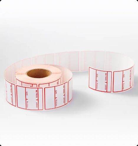 Thermal Adhesive Labels Roll Self-Adhesive Red Border Blank Pricing Tags for Retail Stores Supermarkets Small Businesses