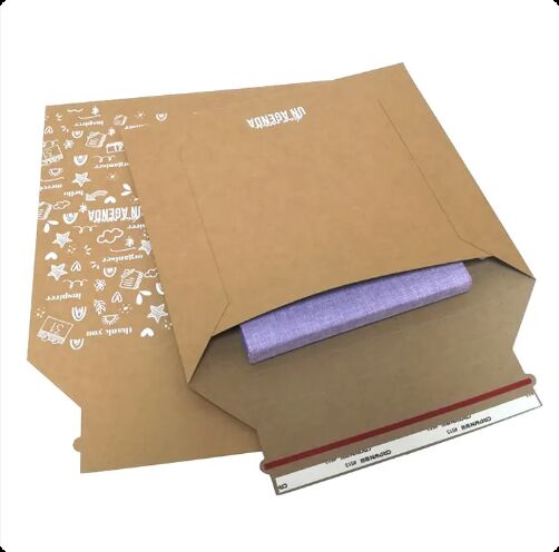 Custom Eco Friendly Stay Flat Brown Rigid Cardboard Envelope Mailer Kraft Paper Envelope Packaging