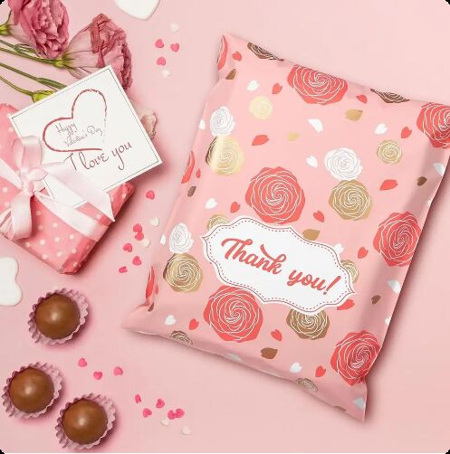 Custom Valentine Floral Poly Mailers Shipping Bags Waterproof Mailing Bag for Packaging