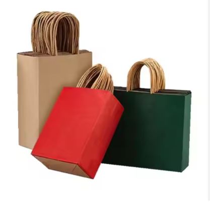 Reusable Kraft Paper Bag Custom Size Recycled Paper Shopping Bags