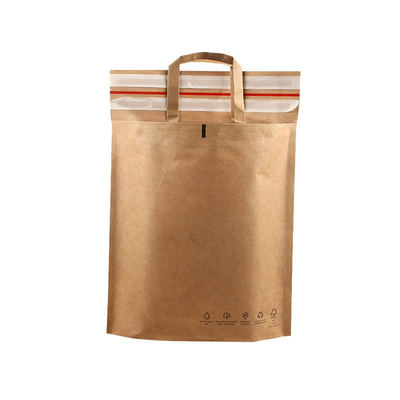 Customized Eco Friendly Paper Bags Durable Kraft Paper Tote Bag Recyclable With Self Sealing Strip