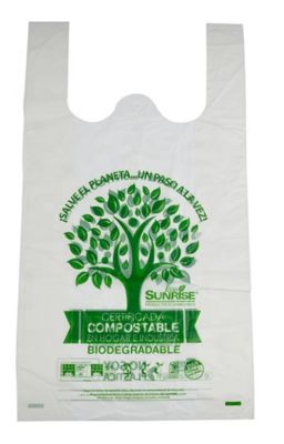 Vest Tshirt Bag Plastic Carry PLA+PBAT Compostable Shopping Carry Bags