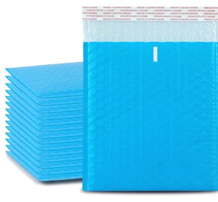 Eco Friendly Custom Printed Bubble Bags Light Blue Poly Bubble Bags Waterproof