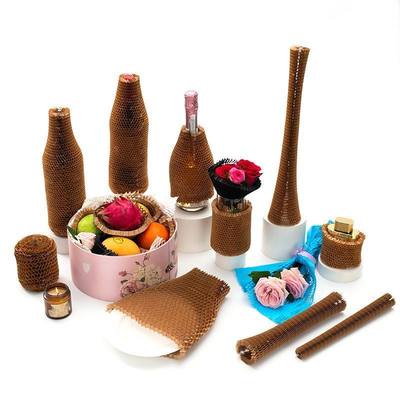 Cylindrical Honeycomb Kraft Paper Wrap Roll Brown / White Honeycomb Sleeve